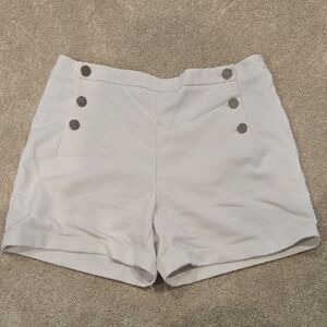 H&M White High Waist Shorts with Button Accents